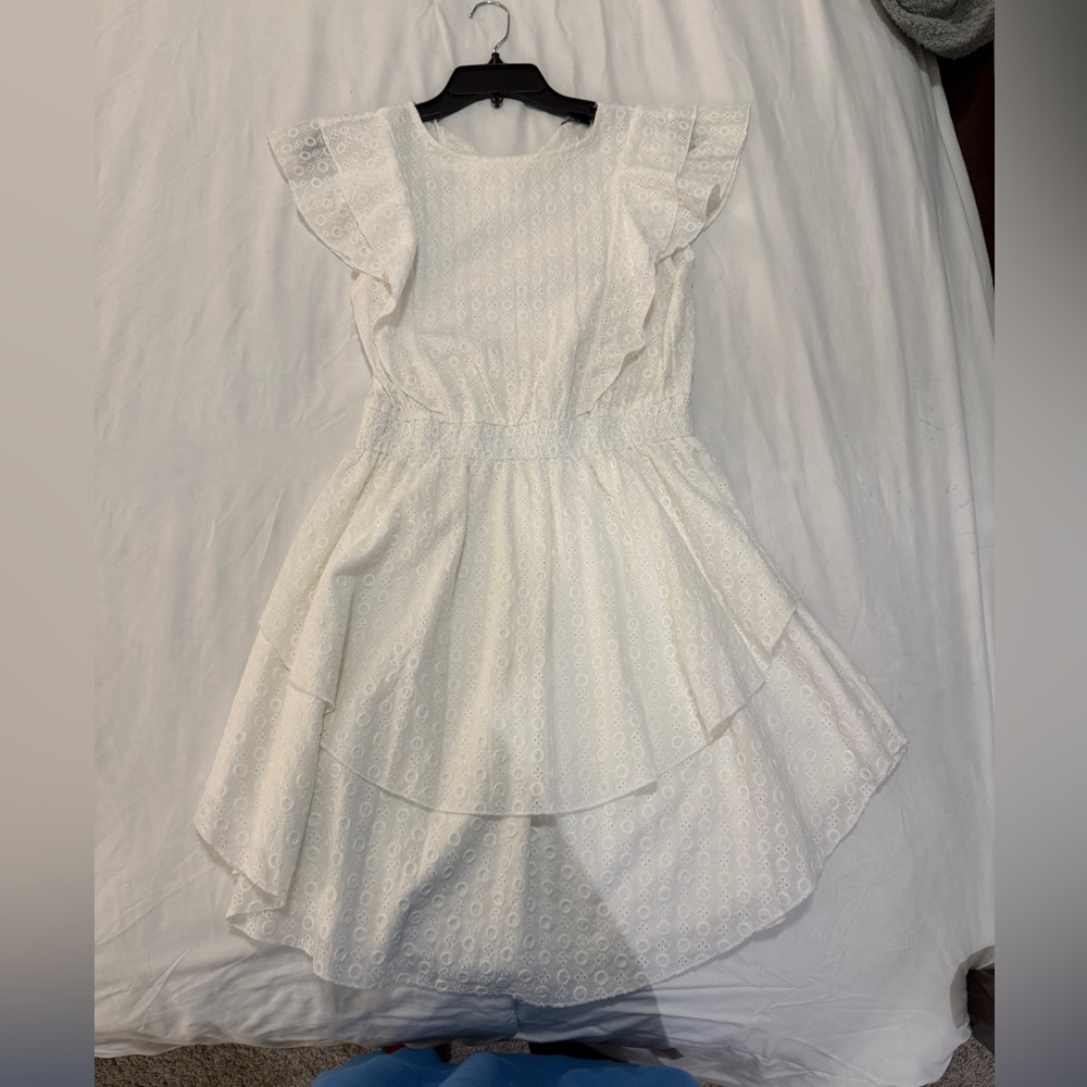 White Eyelet Ruffle Dress